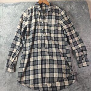J Crew‎ Womens Plaid Popover Tunic Shirt XS Black Beige Cotton Style 50280 Fall